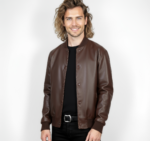 Real Leather Varsity Bomber Jacket for Men - Image 9