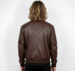 Real Leather Varsity Bomber Jacket for Men - Image 10