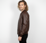 Real Leather Varsity Bomber Jacket for Men - Image 11