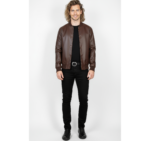 Real Leather Varsity Bomber Jacket for Men - Image 12