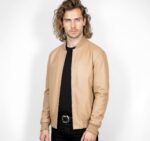 Real Leather Varsity Bomber Jacket for Men - Image 17