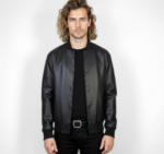 Real Leather Varsity Bomber Jacket for Men - Image 4