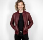 Real Leather Varsity Bomber Jacket for Men