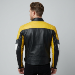 Yellow & Black Combination Biker Jacket - Image 2