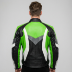 Super Motorcycle Black & Green Biker Jacket - Image 2