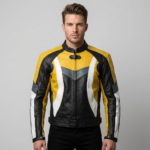 Yellow & Black Combination Biker Jacket