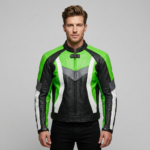 Super Motorcycle Black & Green Biker Jacket