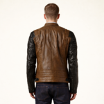 Dual Color Bomber Leather Jacket - Image 2