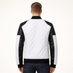 Men’s Fashion White Bomber Leather Jacket - Image 2