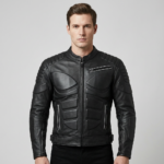 Blade Armor Biker Leather Jacket In Black