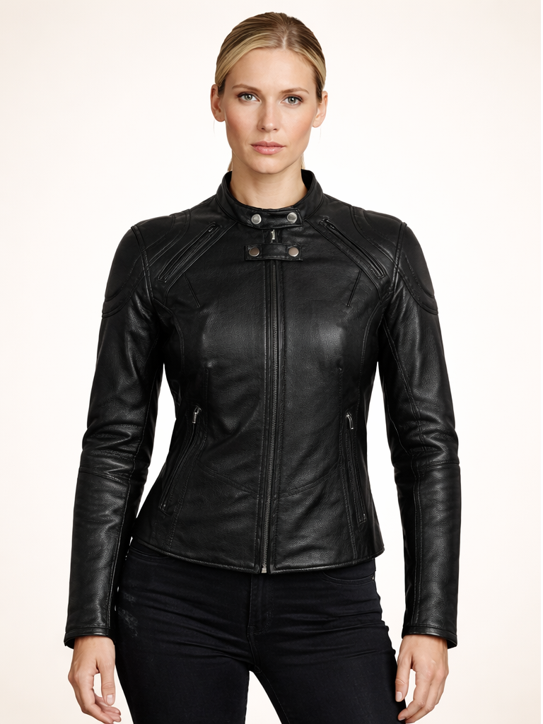 front 3 Beautiful Women’s Black Rider Jacket - Image 1