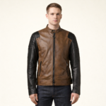 Dual Color Bomber Leather Jacket