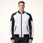 Men’s Fashion White Bomber Leather Jacket