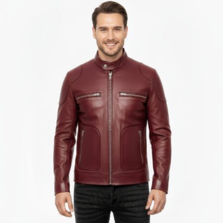 Real Leather Racer Jacket for Men