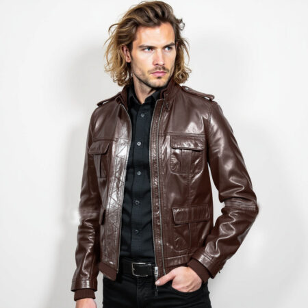 Men's Real Leather Bomber Jacket