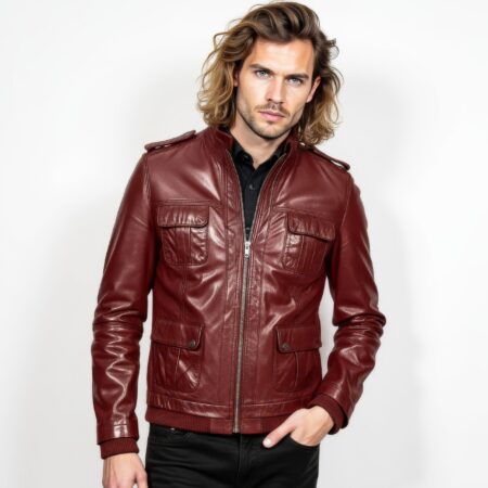 Men's Real Leather Field Bomber Jacket