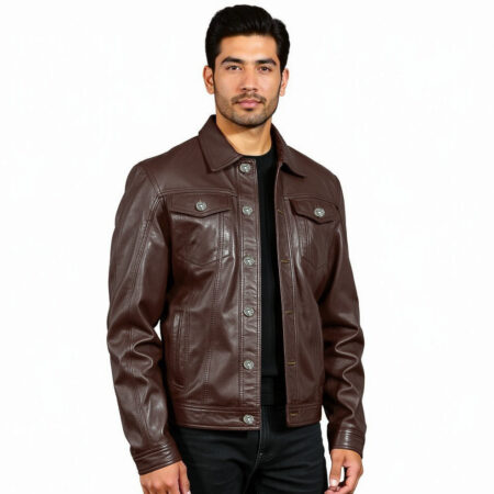 Men's Real Leather Trucker Jacket