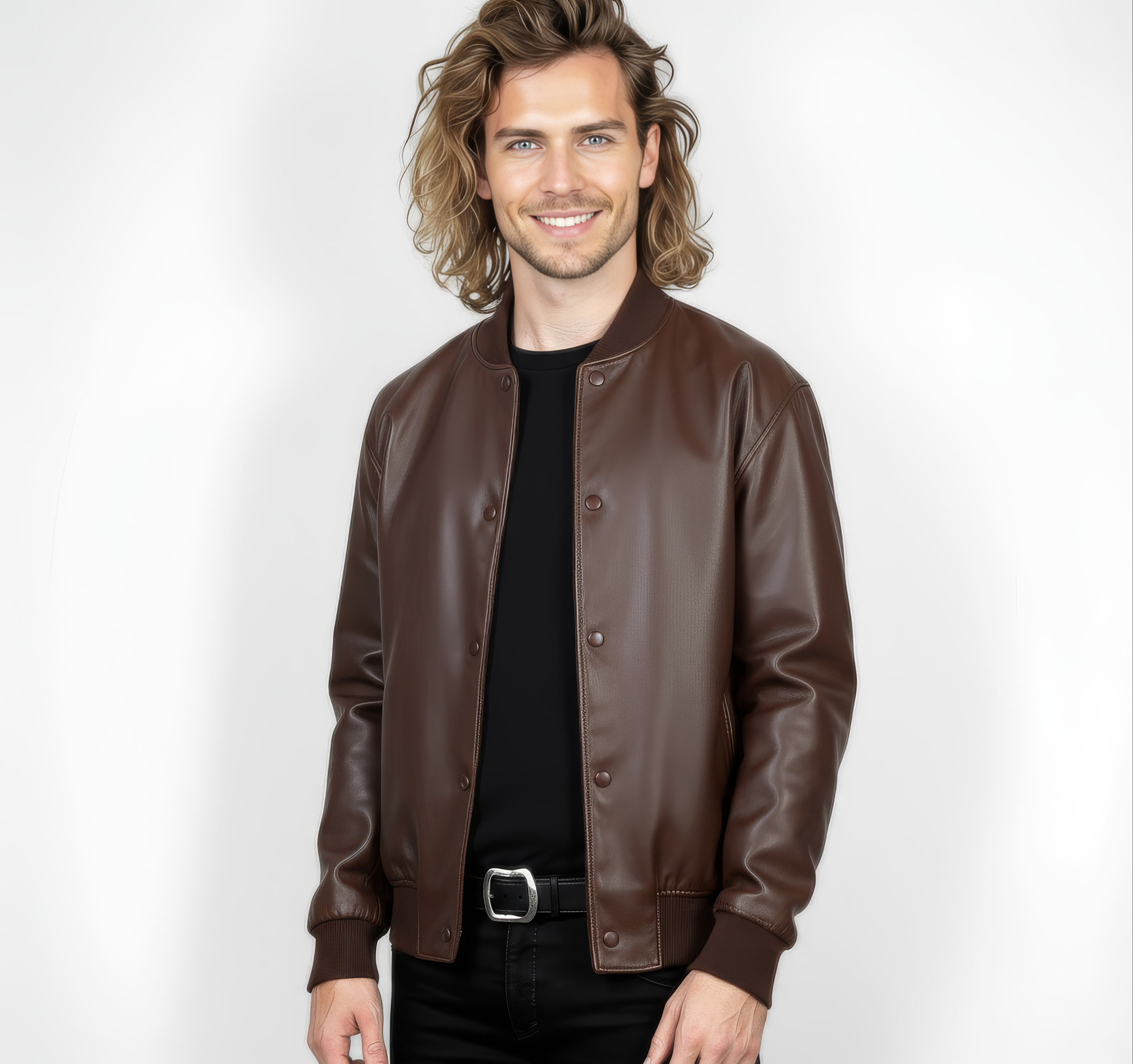 Real Leather Bomber Jacket for Men