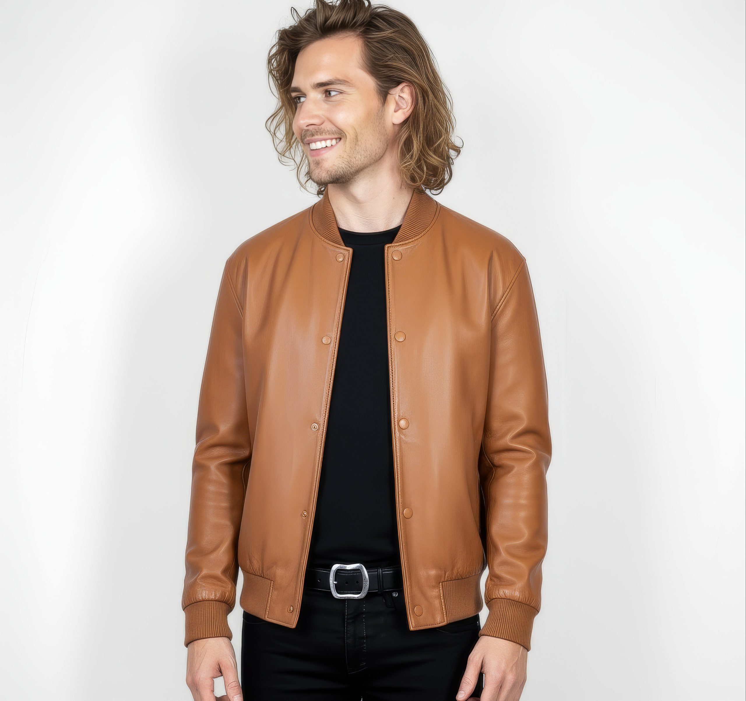 Men's Real Leather Varsity Bomber Jacket