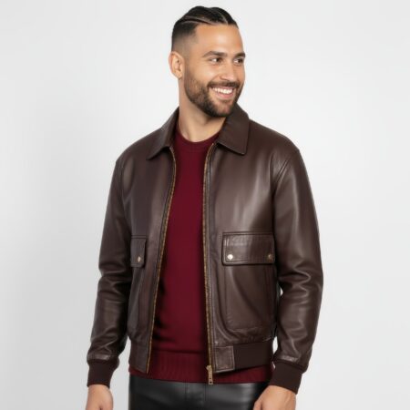 Real Leather Blouson Jacket for Men