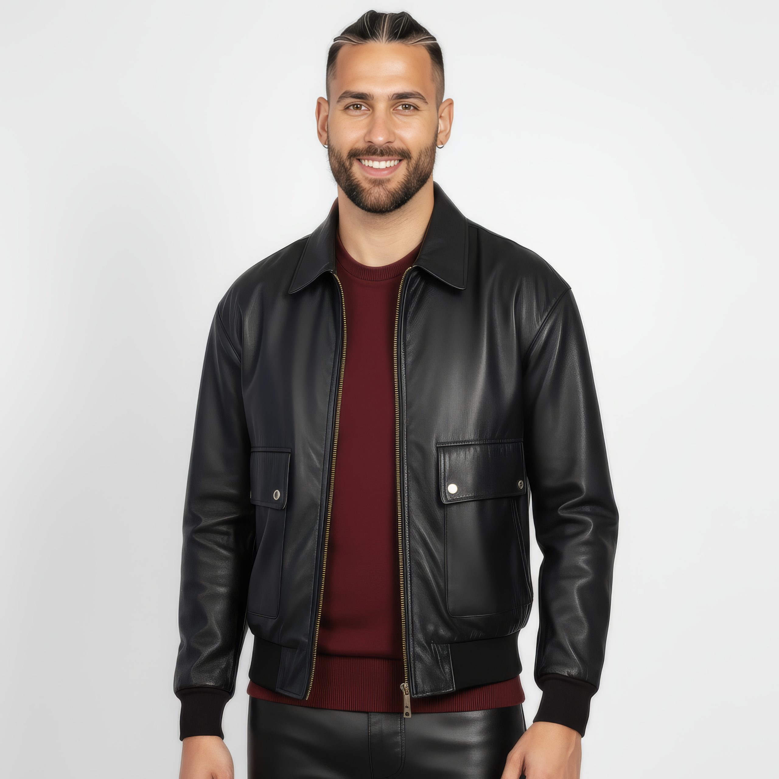 Men's Real Leather Blouson Jacket
