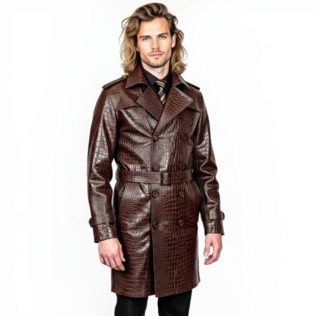 Men's Real Trench Leather Coat