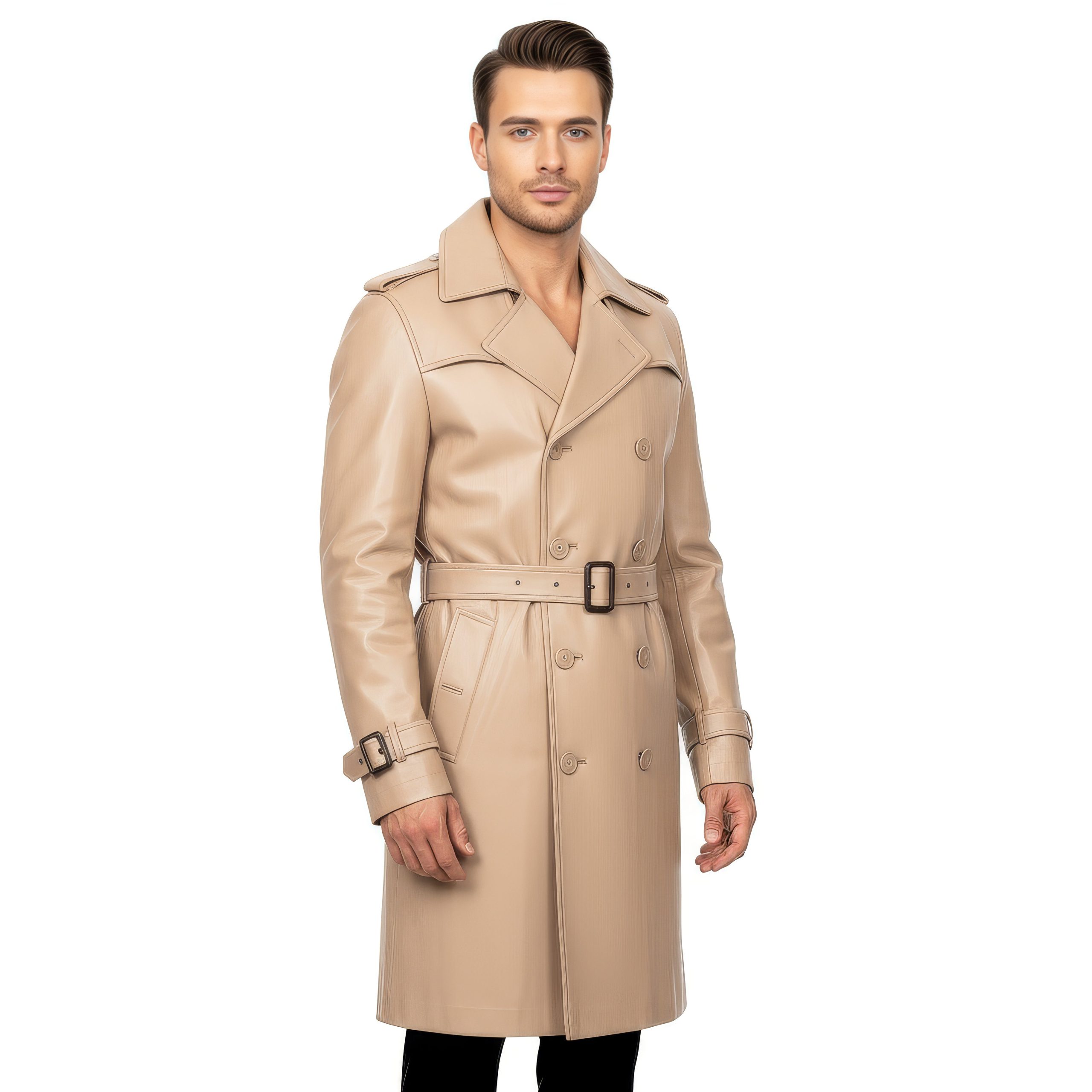 Real Leather Trench Coat for Men