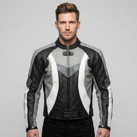 Stylish Black & Grey Biker Jacket